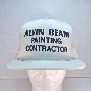 Vintage Painting Contractor Trucker Hat Cap Foam Rope Snapback Meshback White